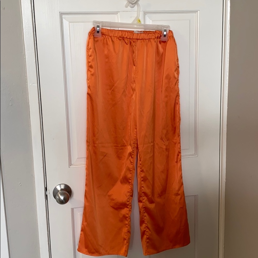 Orange Satin Pants